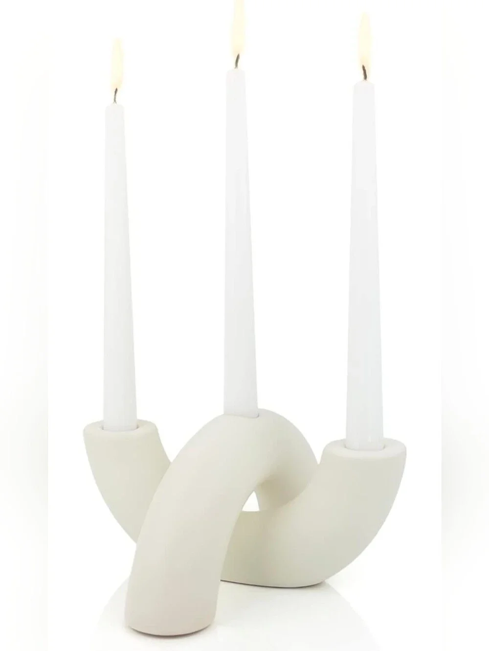 Sculptural Ceramic Taper Holders (Set of 2) – Ivory Matte